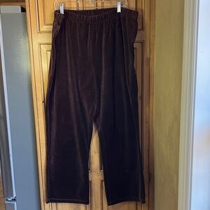 Erika Chocolate Brown Velour Wide-Leg Pants